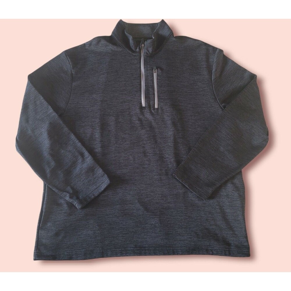 PGA Tour Men's Pullover Sweater Heather 1/4 Zip Long Sleeve Dark Grey Size XL